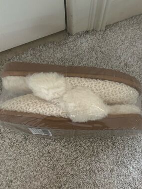 Cozy Faux Fur Knit Slide Slippers - Cream